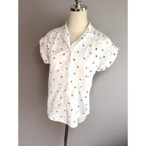 Vintage 80s Abstract Art All over Geometric Women's blouse Medium Cabrais